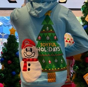 Universal Studios Super Nintendo World Snowman Mario Hoodie Holiday Size Large